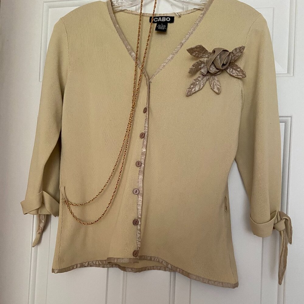 Cabor Sweaters Buttons L Aplique 3/4 Sleeves 56% Rayon